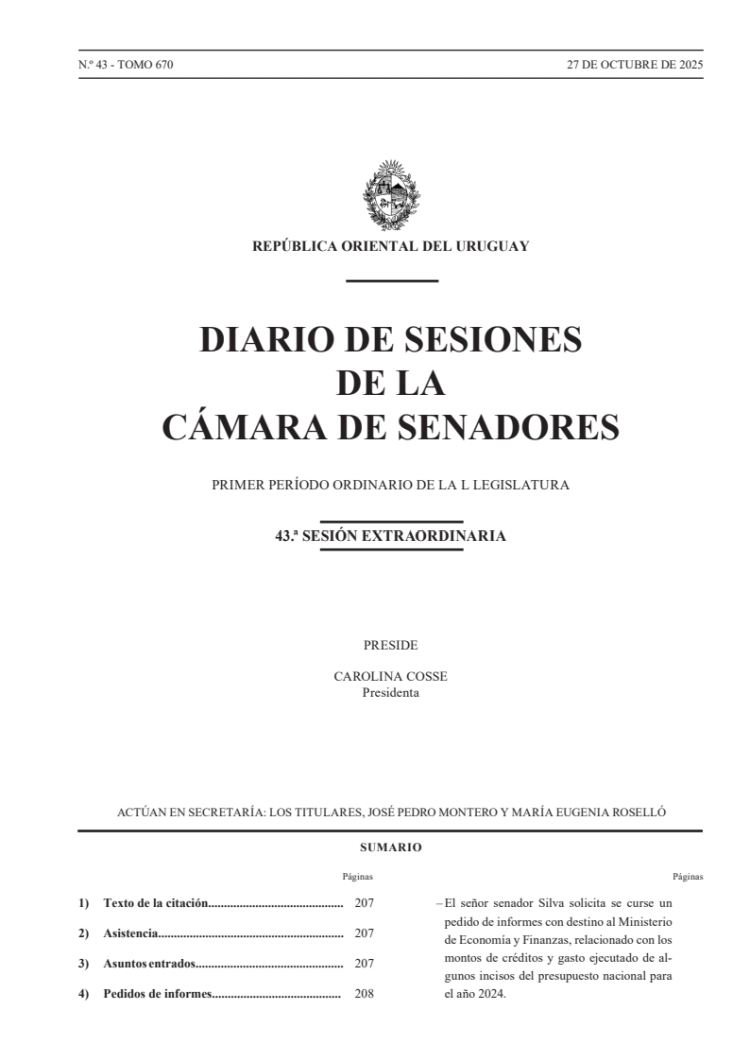 DIARIO DE SESIONES DE LA CAMARA DE SENADORES del 27/10/2025